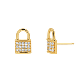 Love Padlock Diamond Pave Stud Earrings