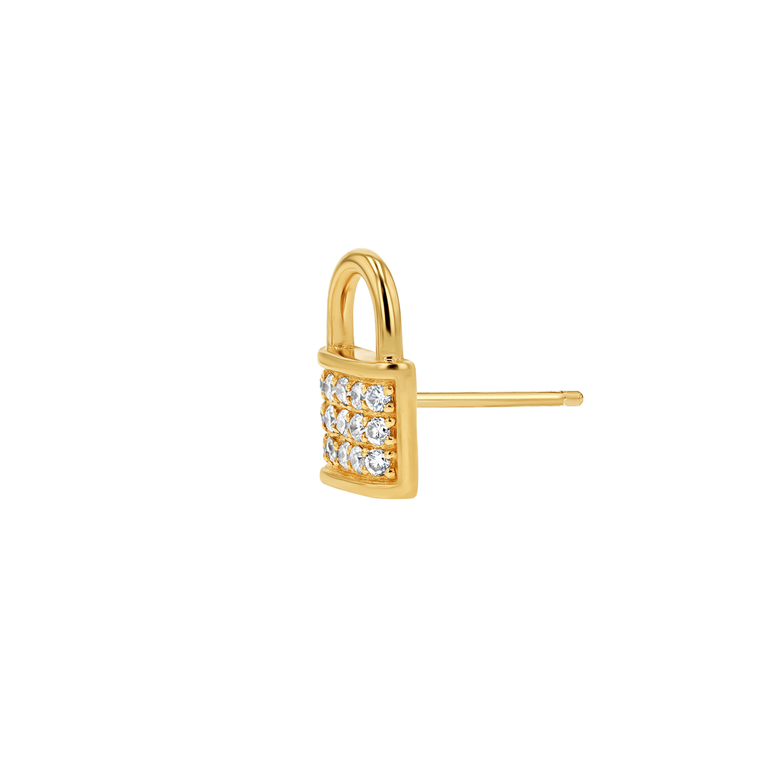 Love Padlock Diamond Pave Stud Earrings