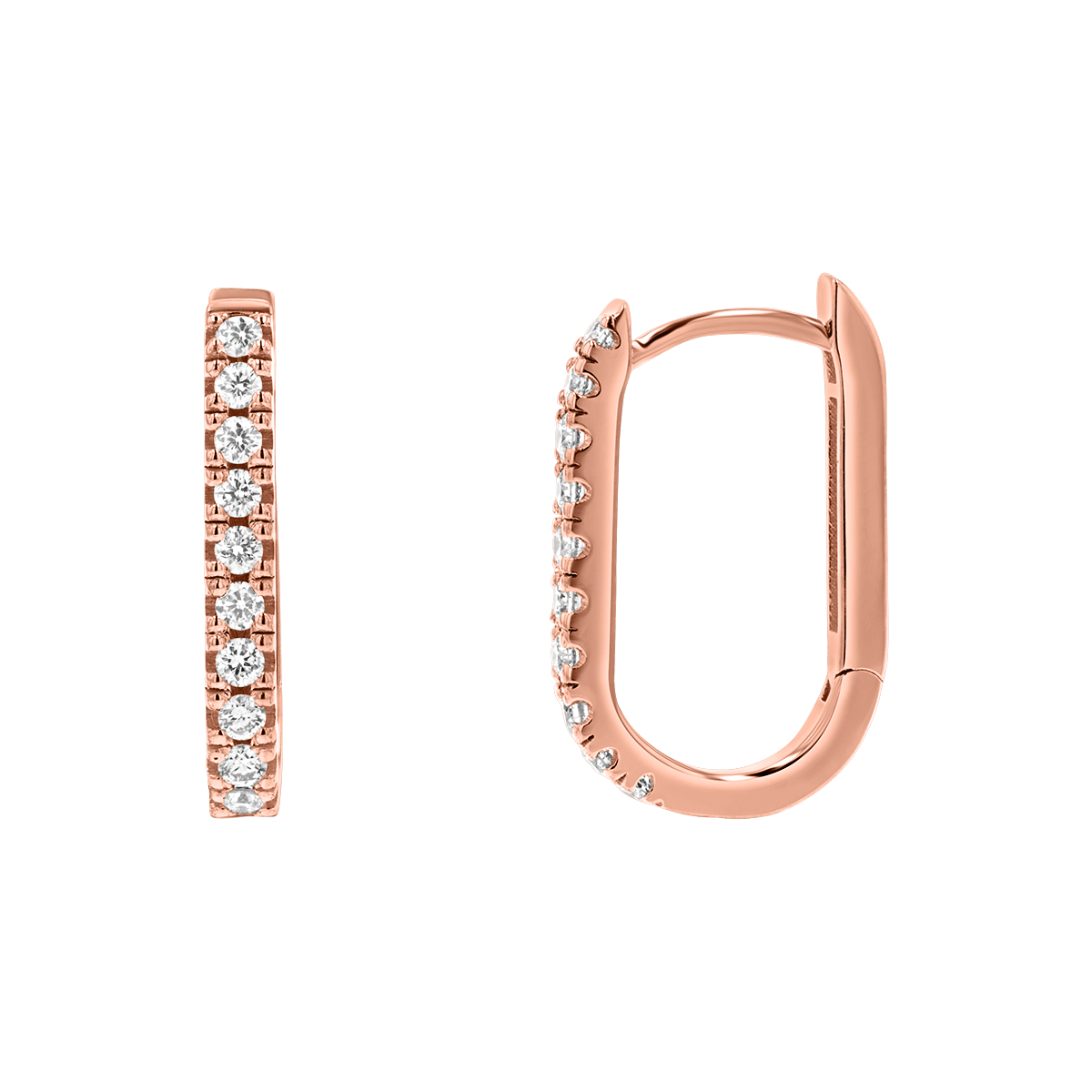 Diamond U-Pave Paper Clip Huggie Earrings