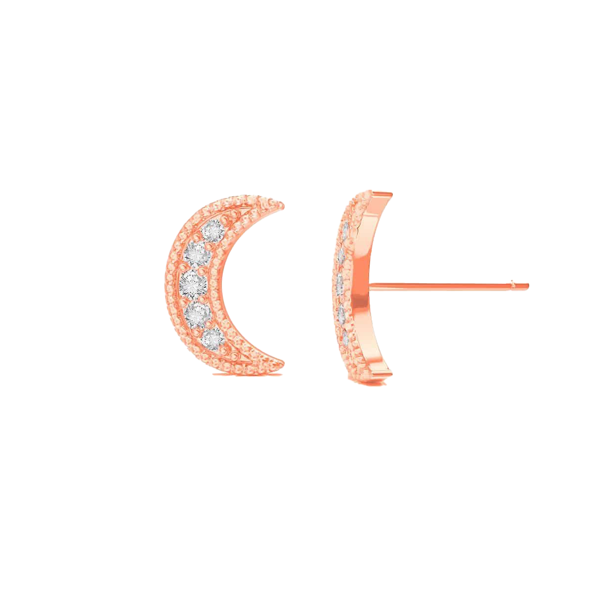Diamond Moon Stud Earrings
