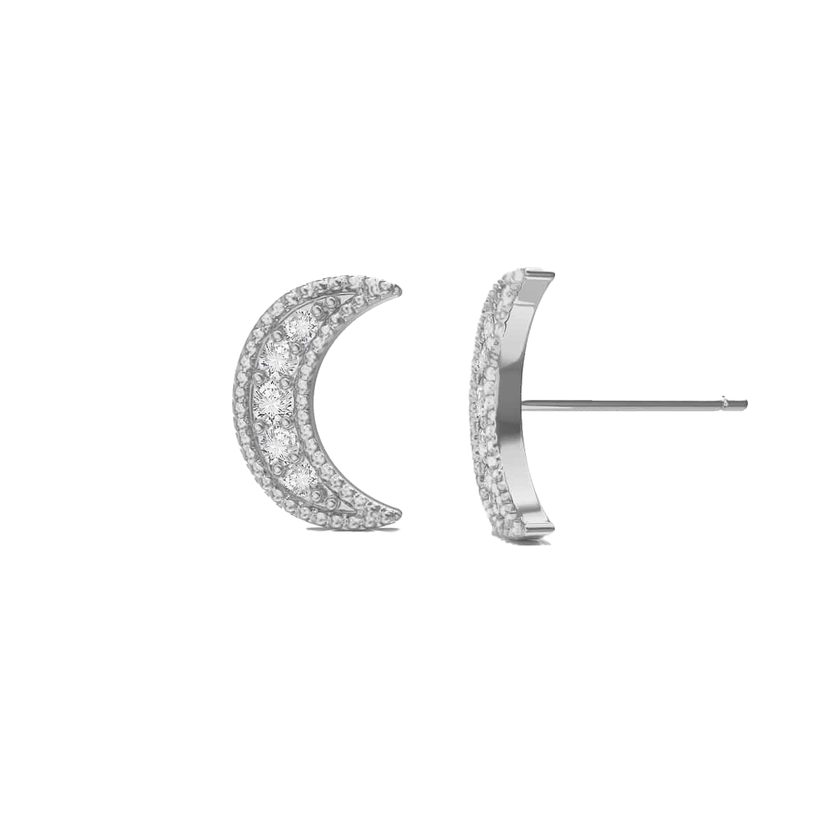 Diamond Moon Stud Earrings
