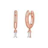 Diamond Baguette Charm Drop Huggies