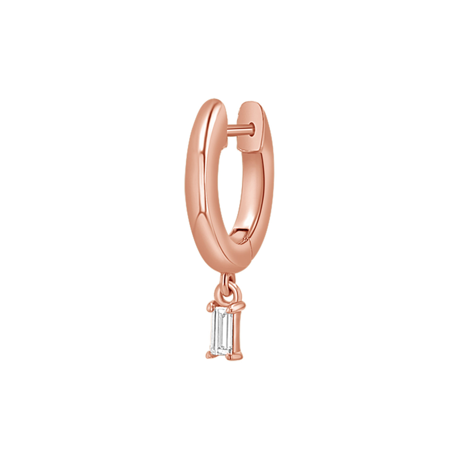 Diamond Baguette Charm Drop Huggies