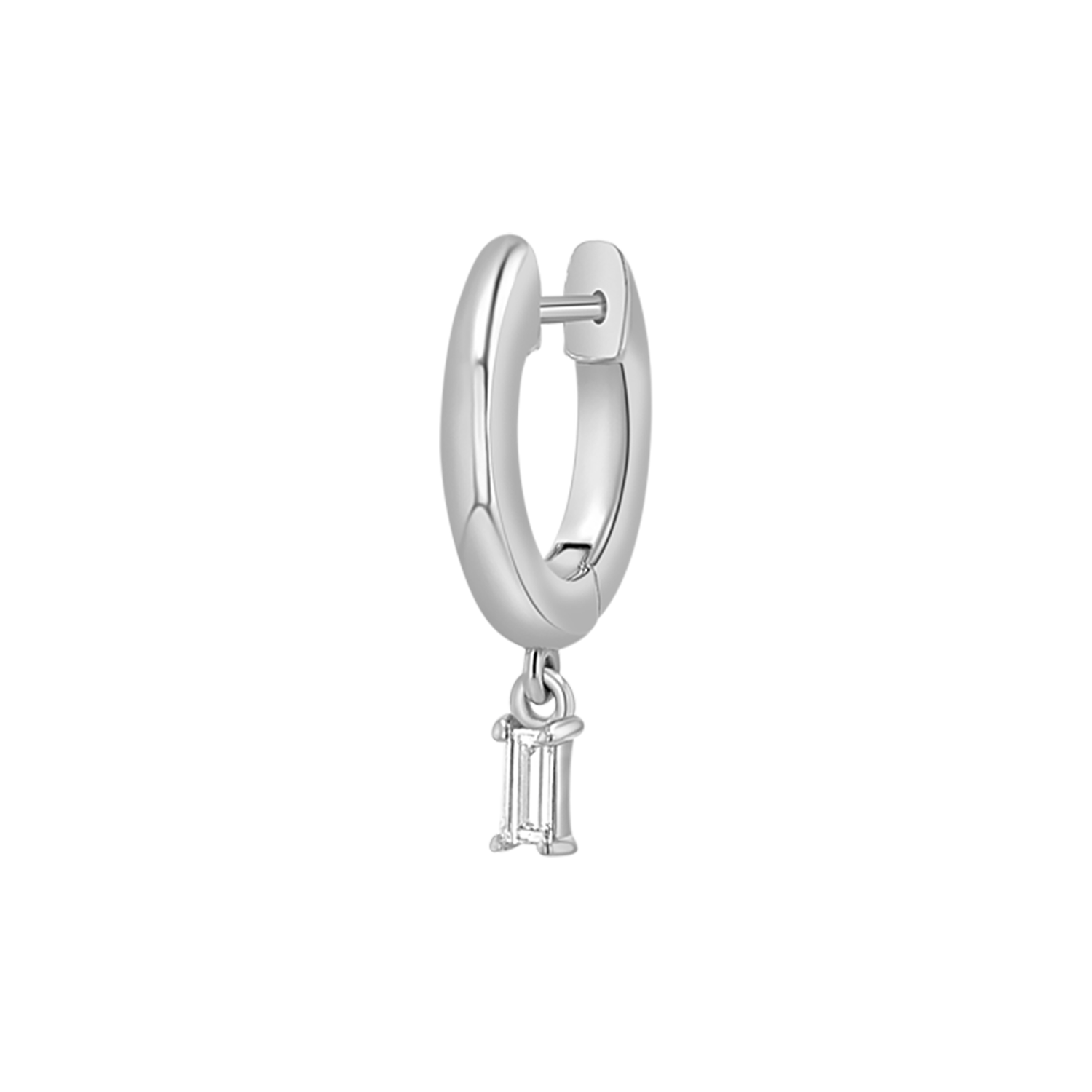 Diamond Baguette Charm Drop Huggies