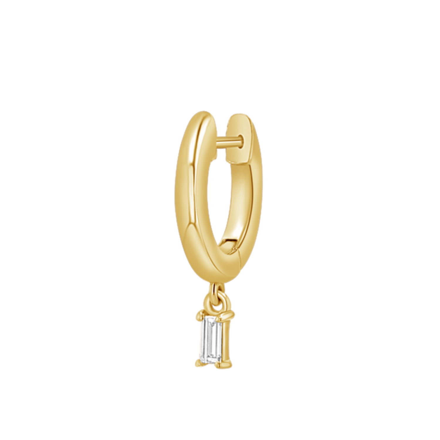 Diamond Baguette Charm Drop Huggies