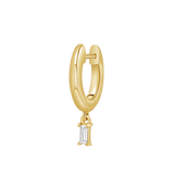 Diamond Baguette Charm Drop Huggies