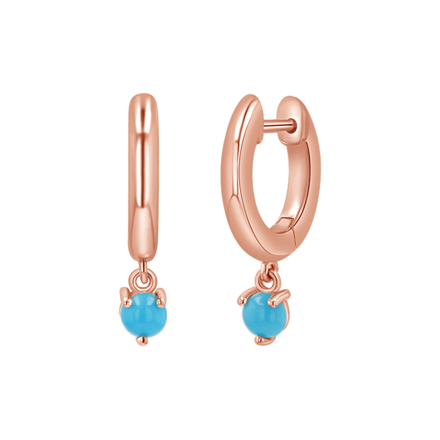 Turquoise Charm Drop Huggies