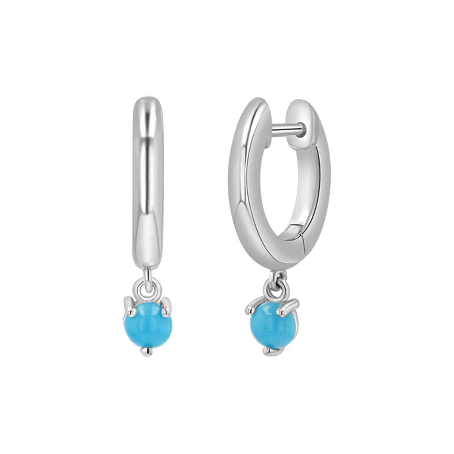 Turquoise Charm Drop Huggies