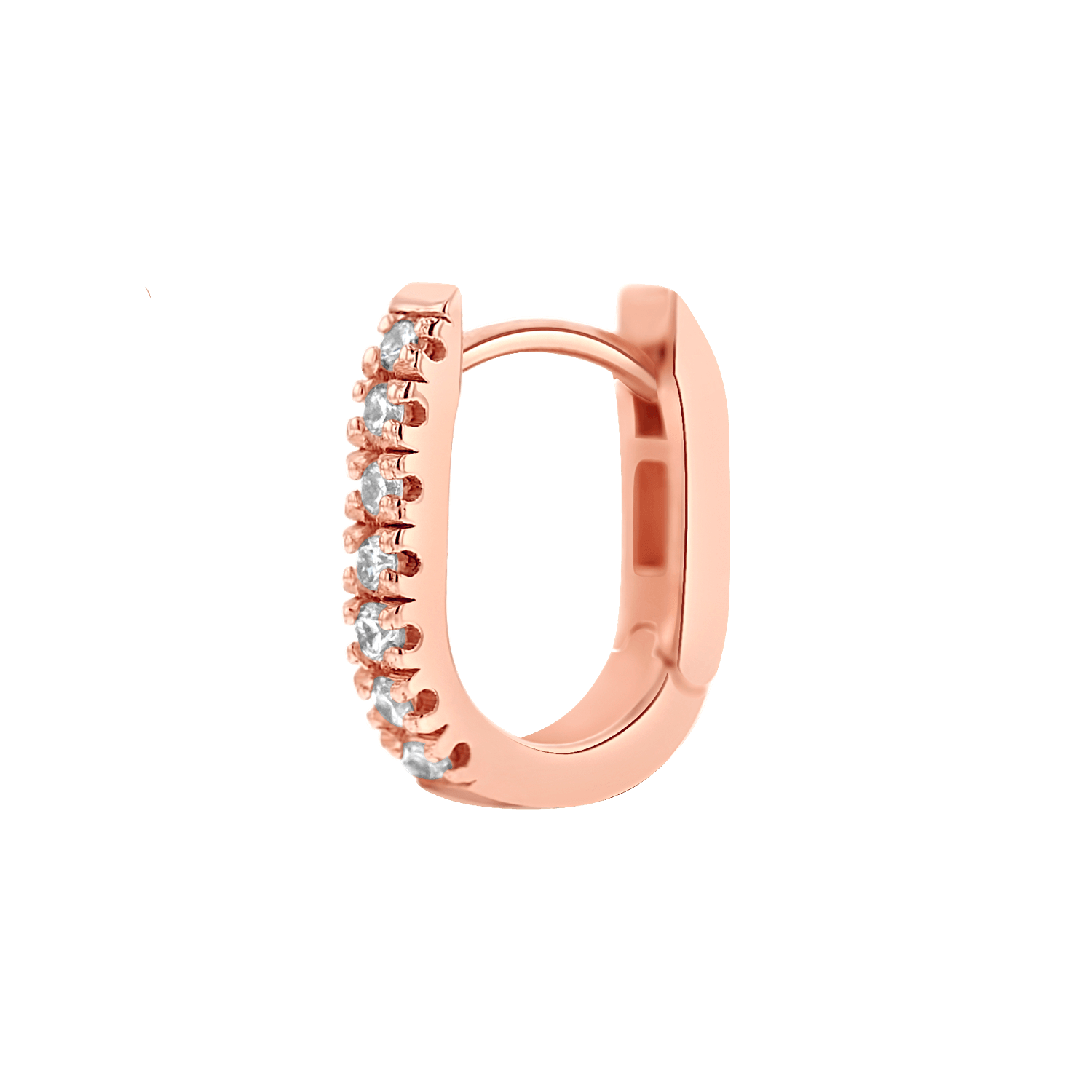 Petite Diamond U-Pave Paper Clip Huggie Earrings