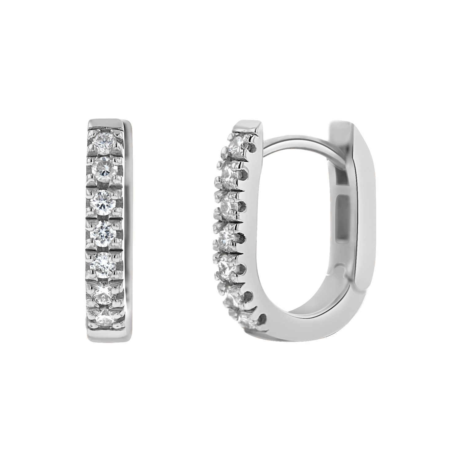 Petite Diamond U-Pave Paper Clip Huggie Earrings