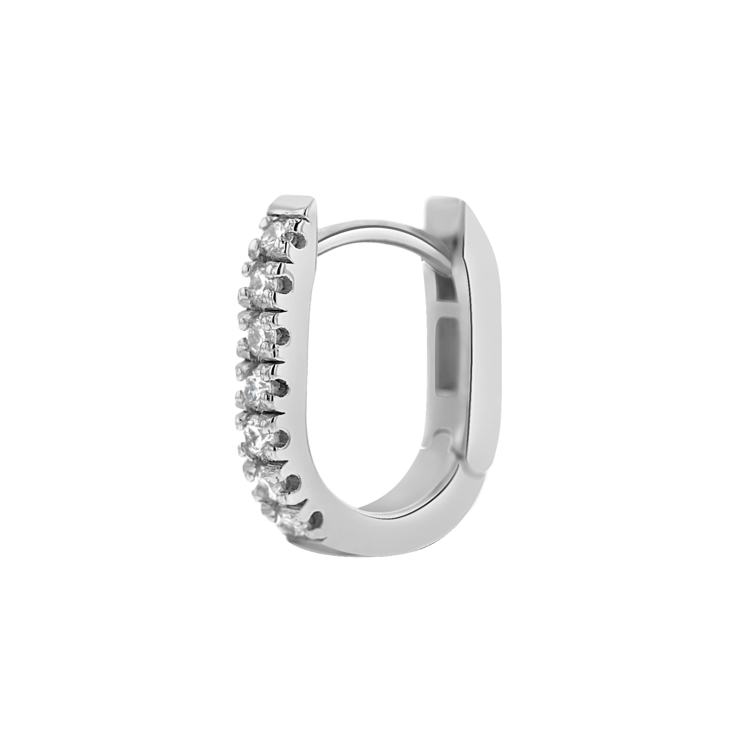Petite Diamond U-Pave Paper Clip Huggie Earrings