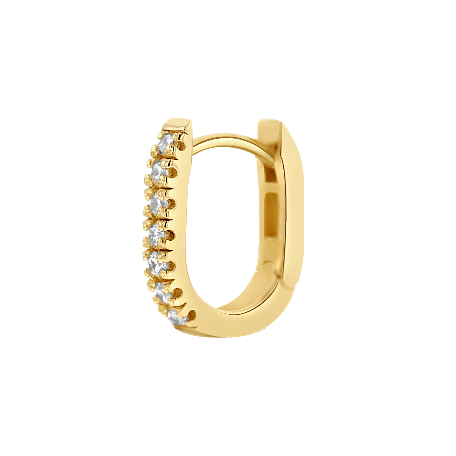 Petite Diamond U-Pave Paper Clip Huggie Earrings