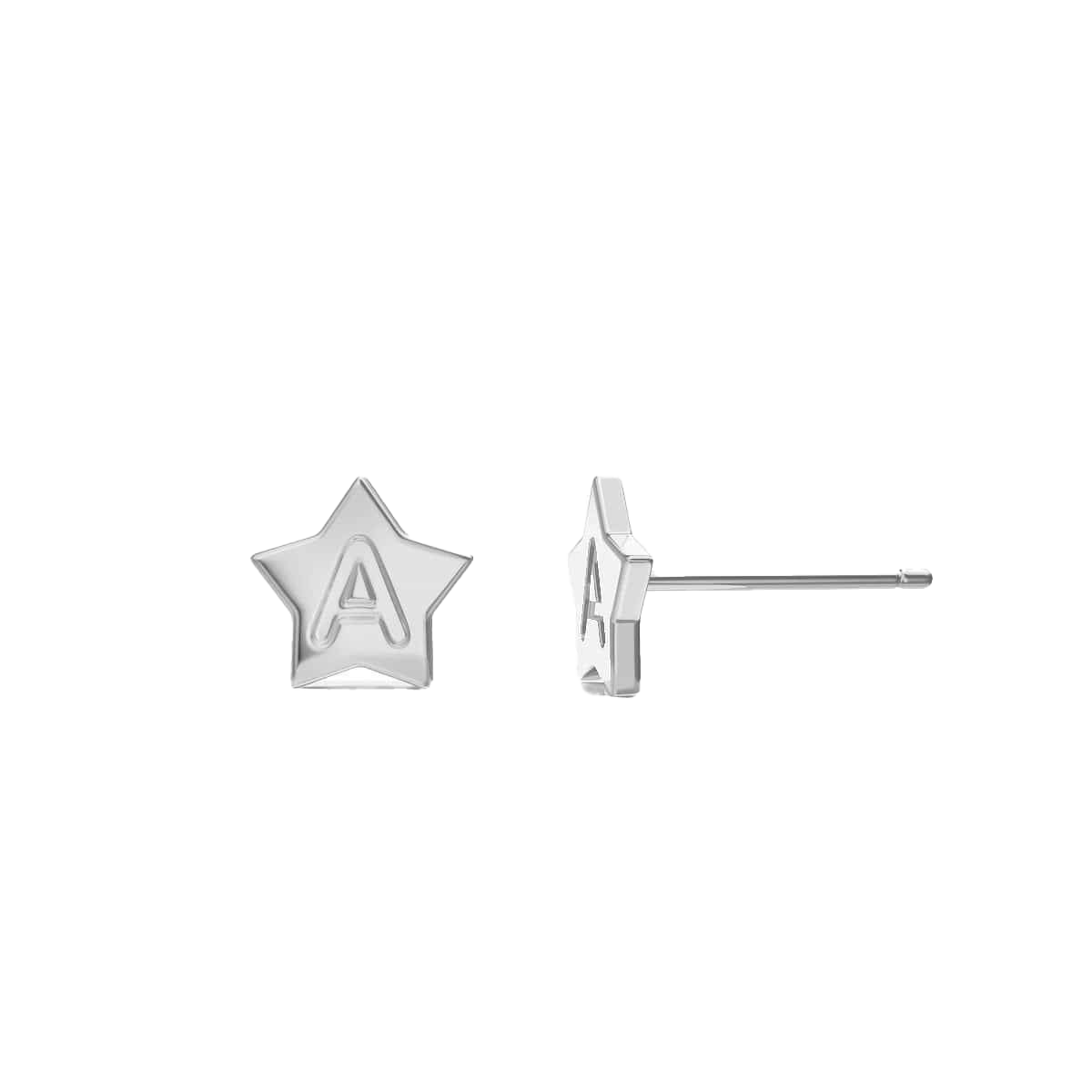 Kids Initial Star Stud Earrings