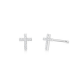 Kids Diamond Pave Cross Earrings