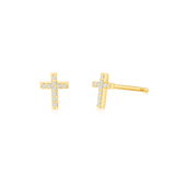 Kids Diamond Pave Cross Earrings