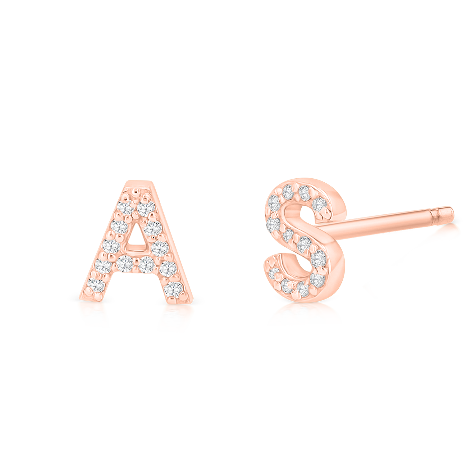 Diamond Pave Letter Stud Earrings