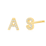 Diamond Pave Letter Stud Earrings