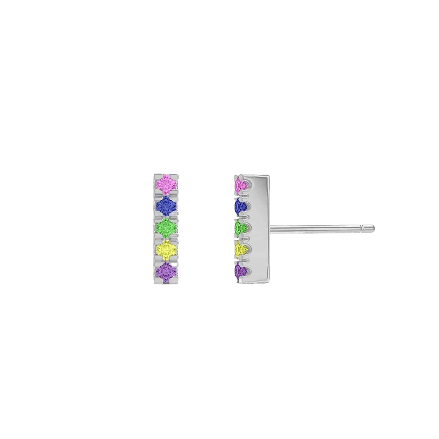 Kids U Pave Petit Rainbow Bar Earrings
