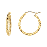 Diamond Cut Bead Hoop Earrings