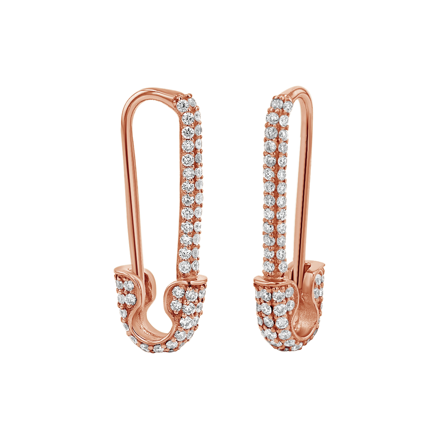 Diamond Safety Pin Earrings