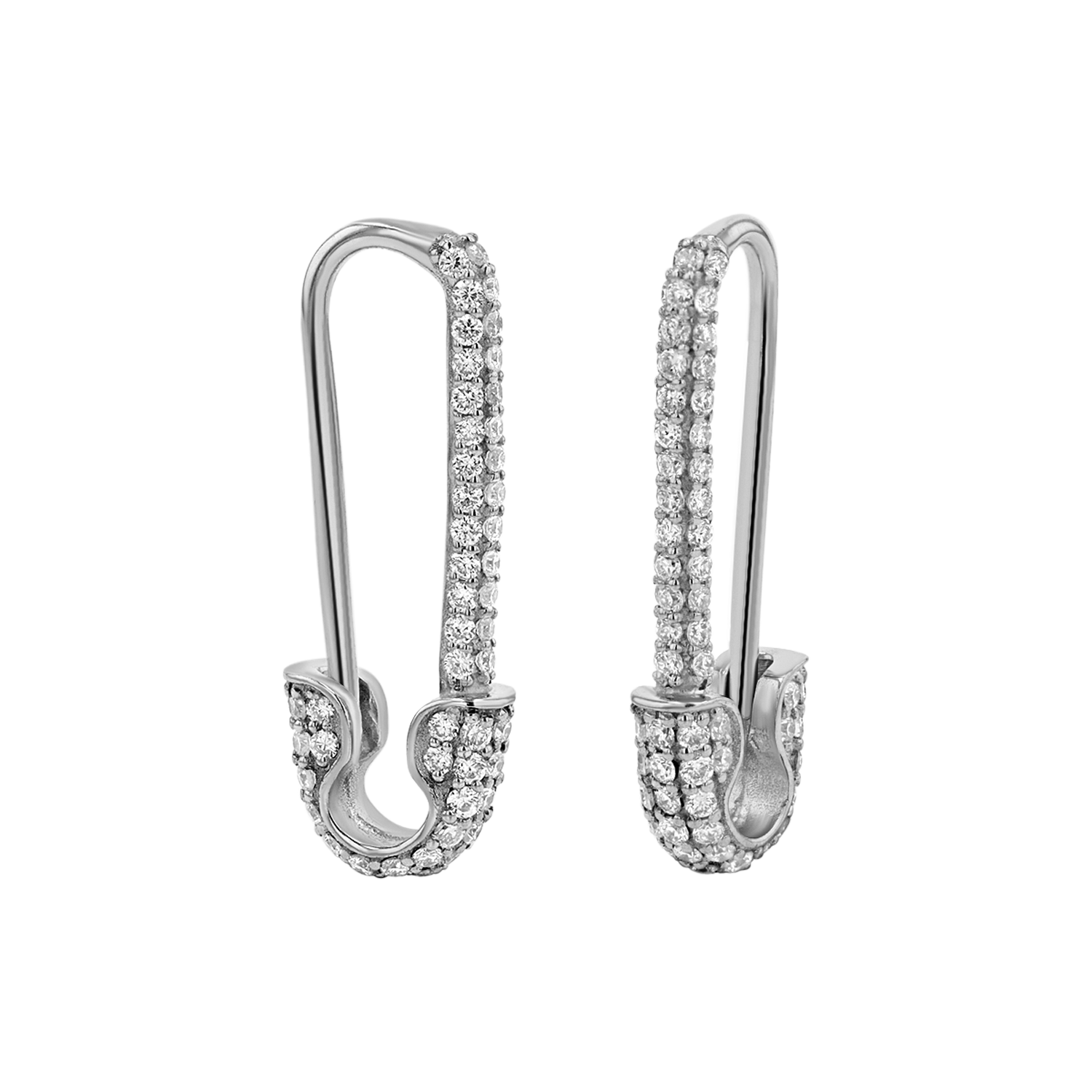 Diamond Safety Pin Earrings