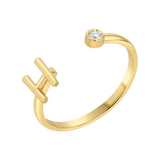 Solid Initial Letter Ring with Birthstone