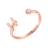 Solid Initial Letter Ring with Birthstone