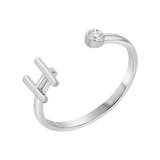 Solid Initial Letter Ring with Birthstone