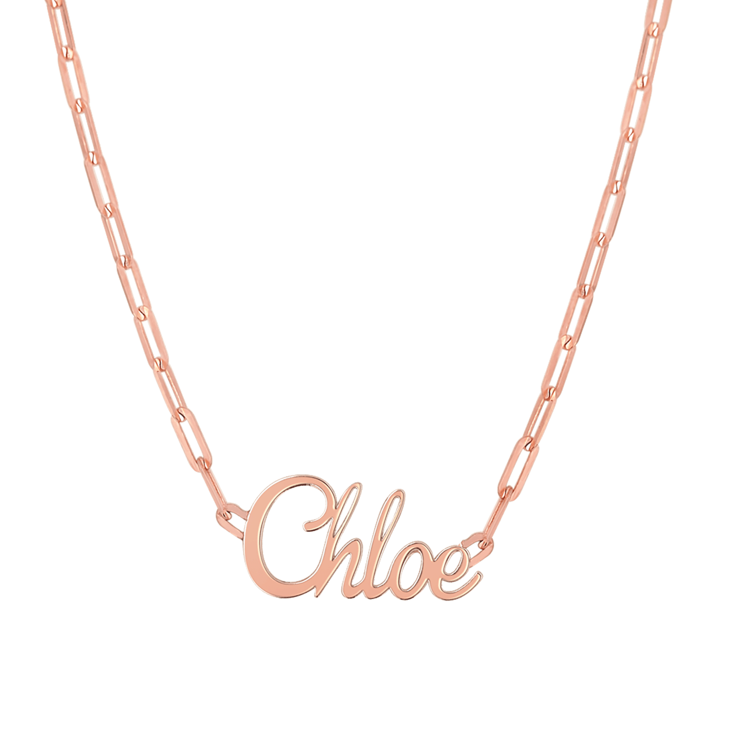 Paper Clip Script Diamond Name Necklace