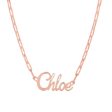 Paper Clip Script Diamond Name Necklace