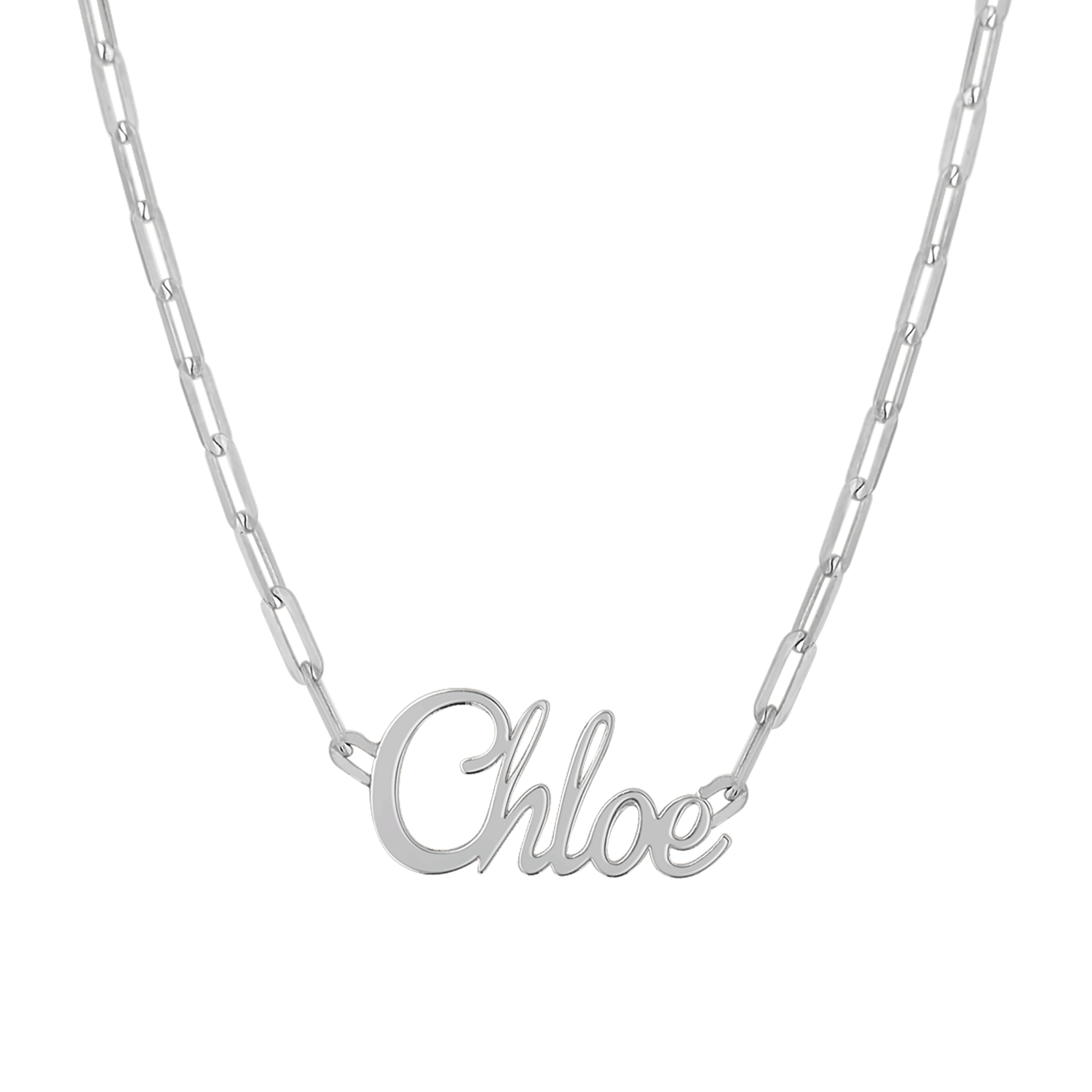 Paper Clip Script Diamond Name Necklace