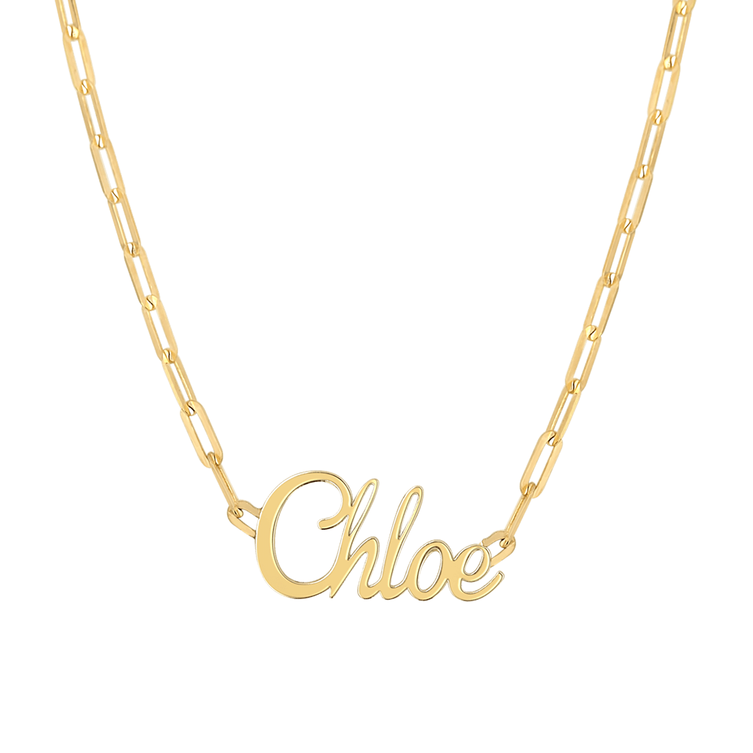Paper Clip Script Diamond Name Necklace
