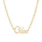 Paper Clip Script Diamond Name Necklace