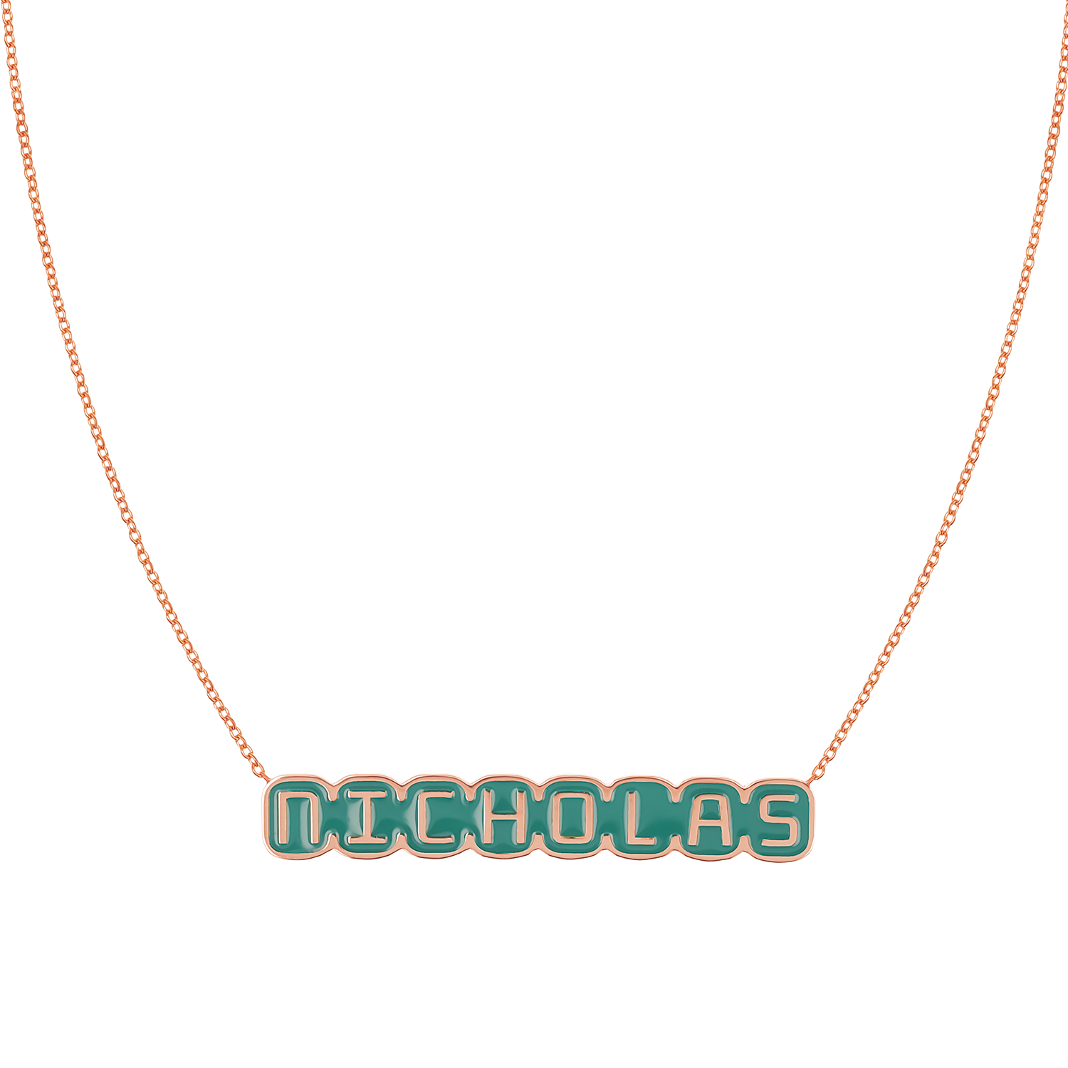 Retro Enamel Name Necklace