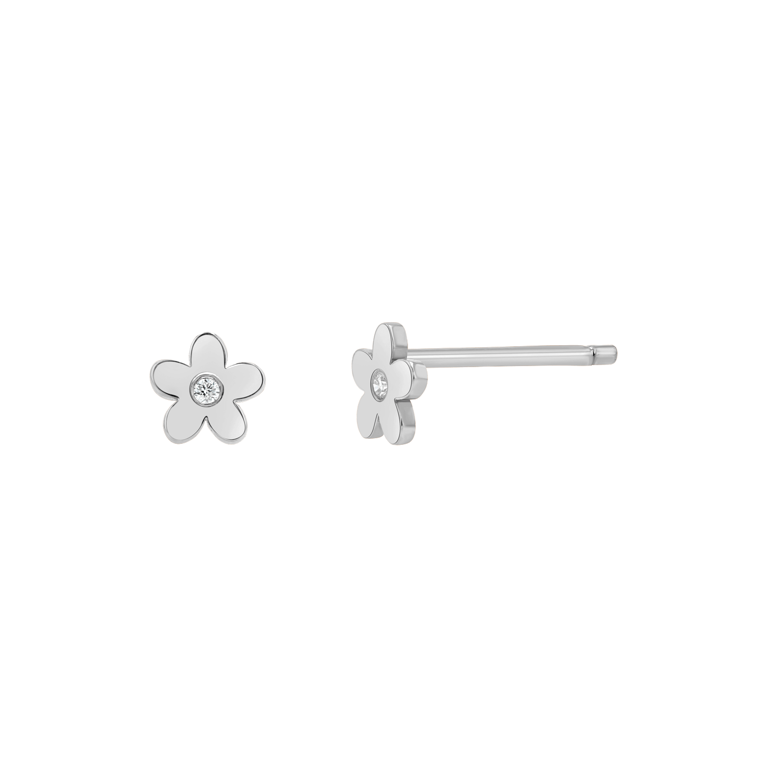 Diamond Flower Stud Earrings