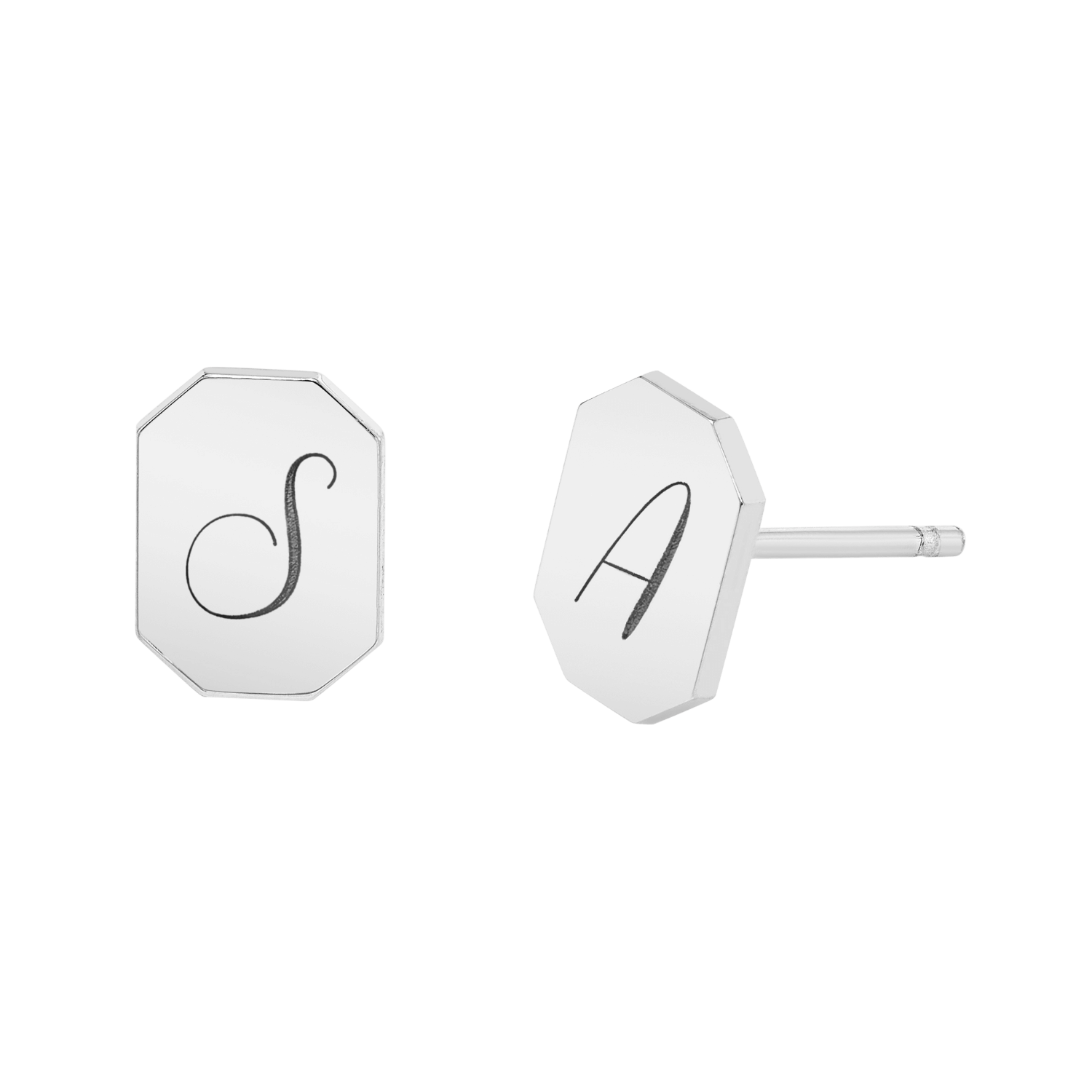 Engravable Initial Tag Earrings