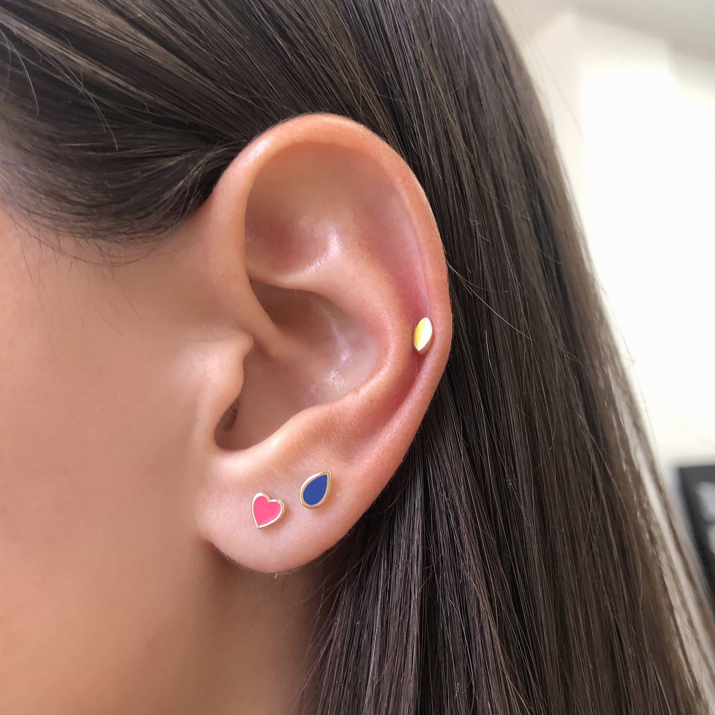 Enamel Heart Shape Studs