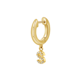 Diamond Initial Charm Drop Huggies