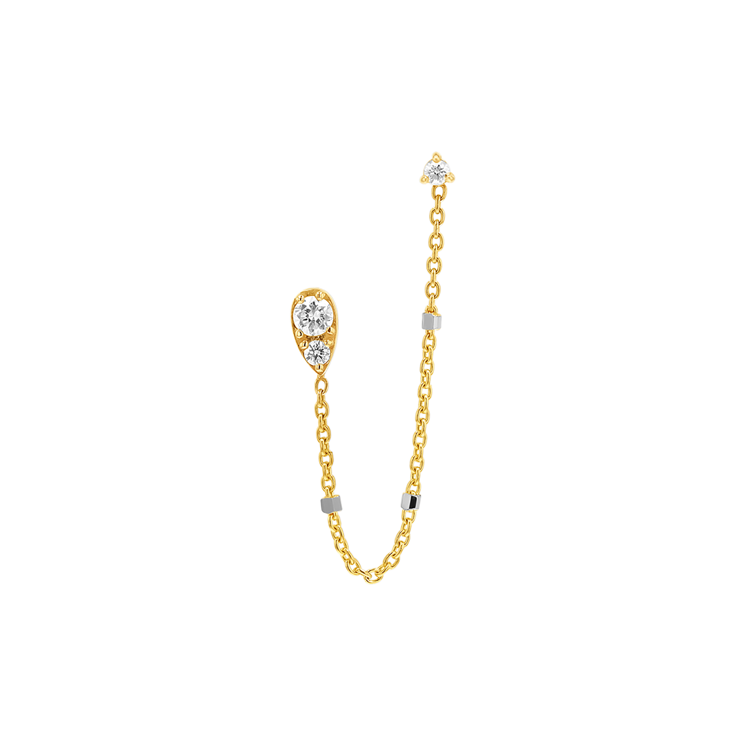 Diamond Pear Chain Duo Stud Earrings
