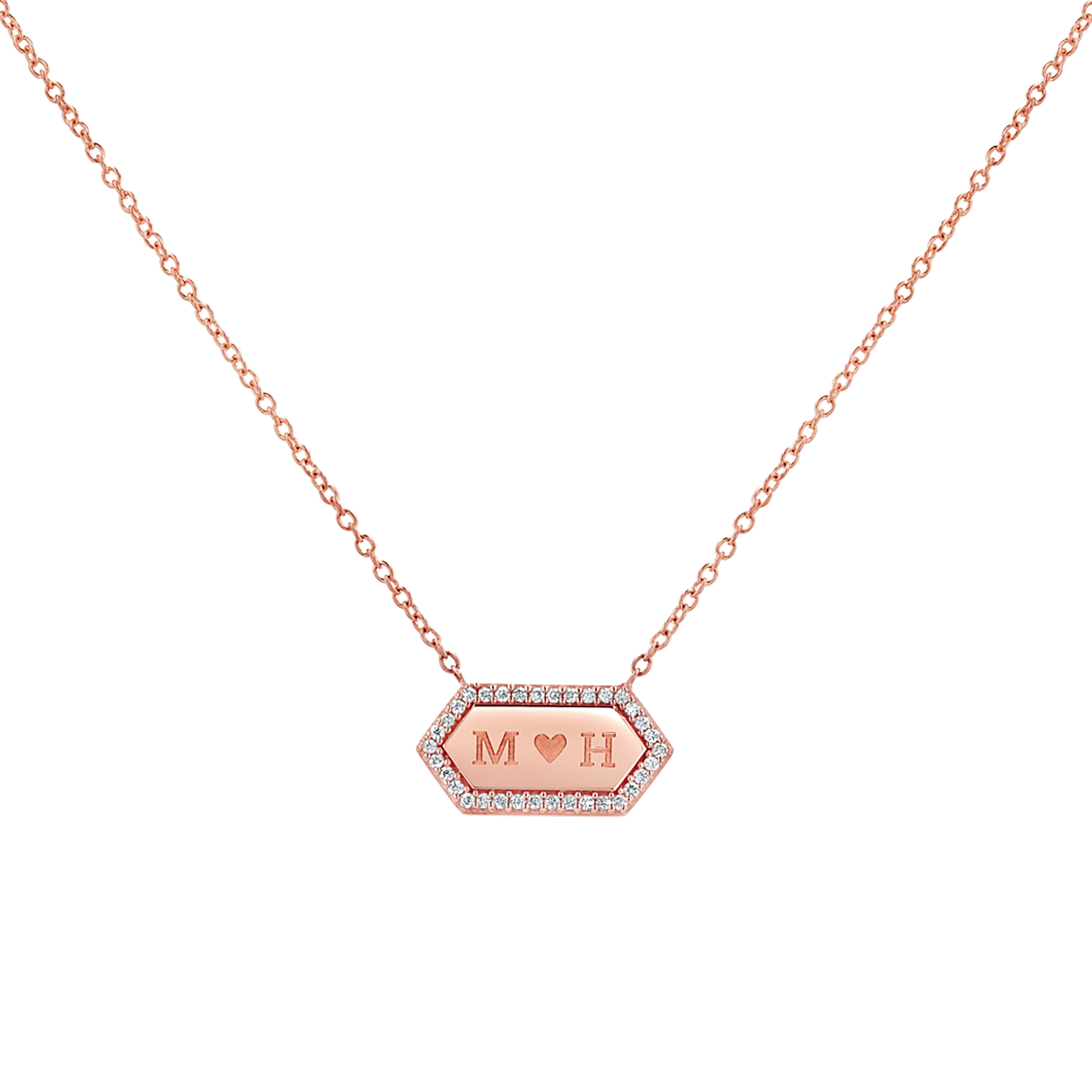 Diamond Hex Engravable Tag Necklace