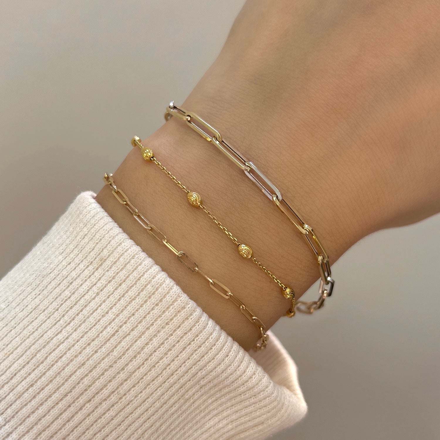 Two-Tone Paper Clip Chain Bracelet