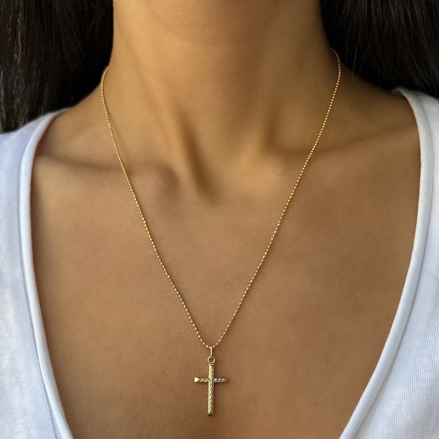 Herringbone Cross Charm