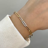 Two-Tone Large Paper Clip Chain Bracelet