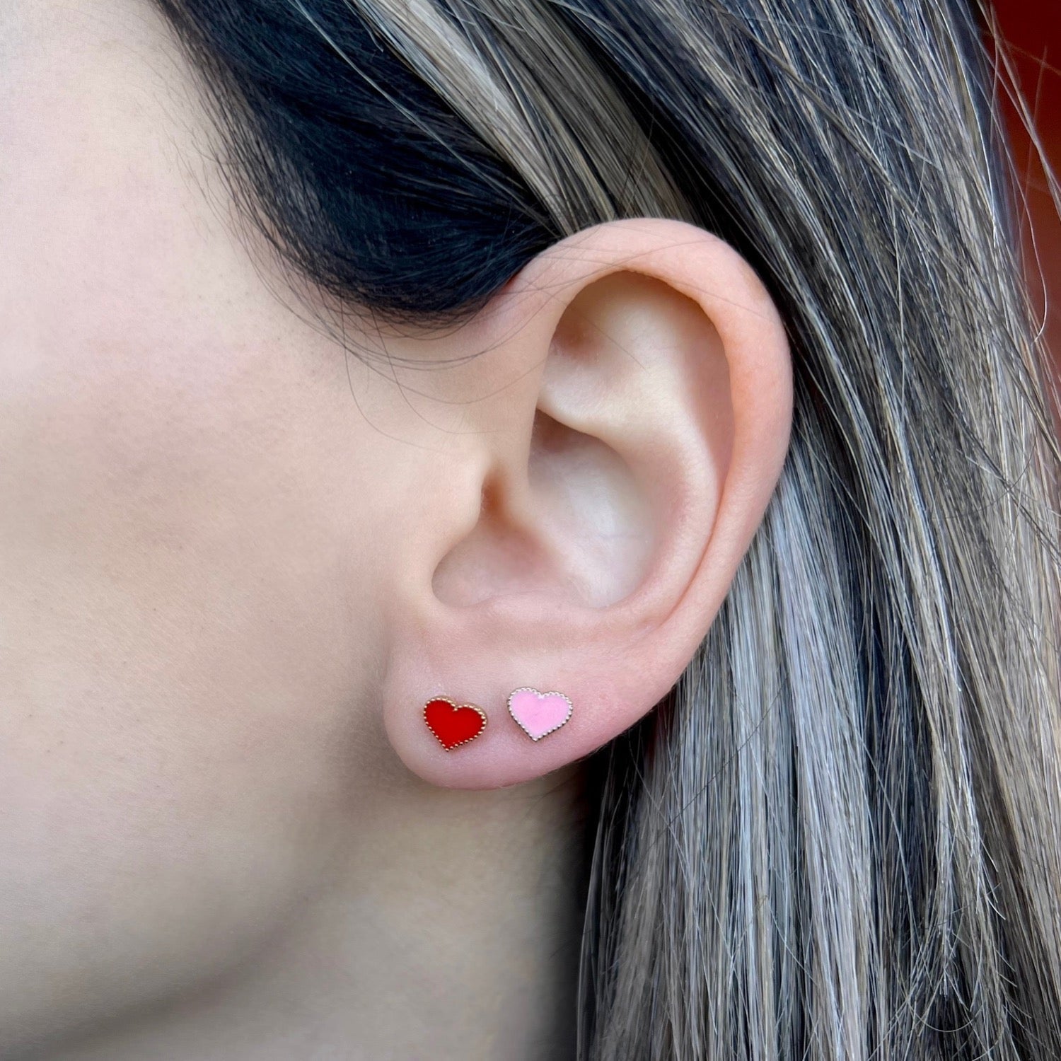 Enamel Heart Earrings