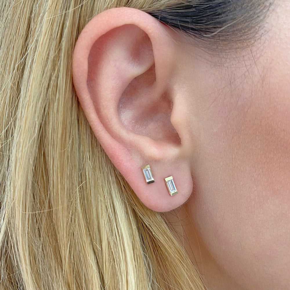 Baguette Diamond Stud Earrings