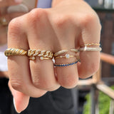 Three Row Pave Diamond Band