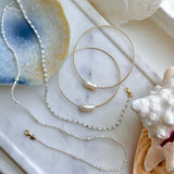 Pearl Accent Endless Hoop Earrings