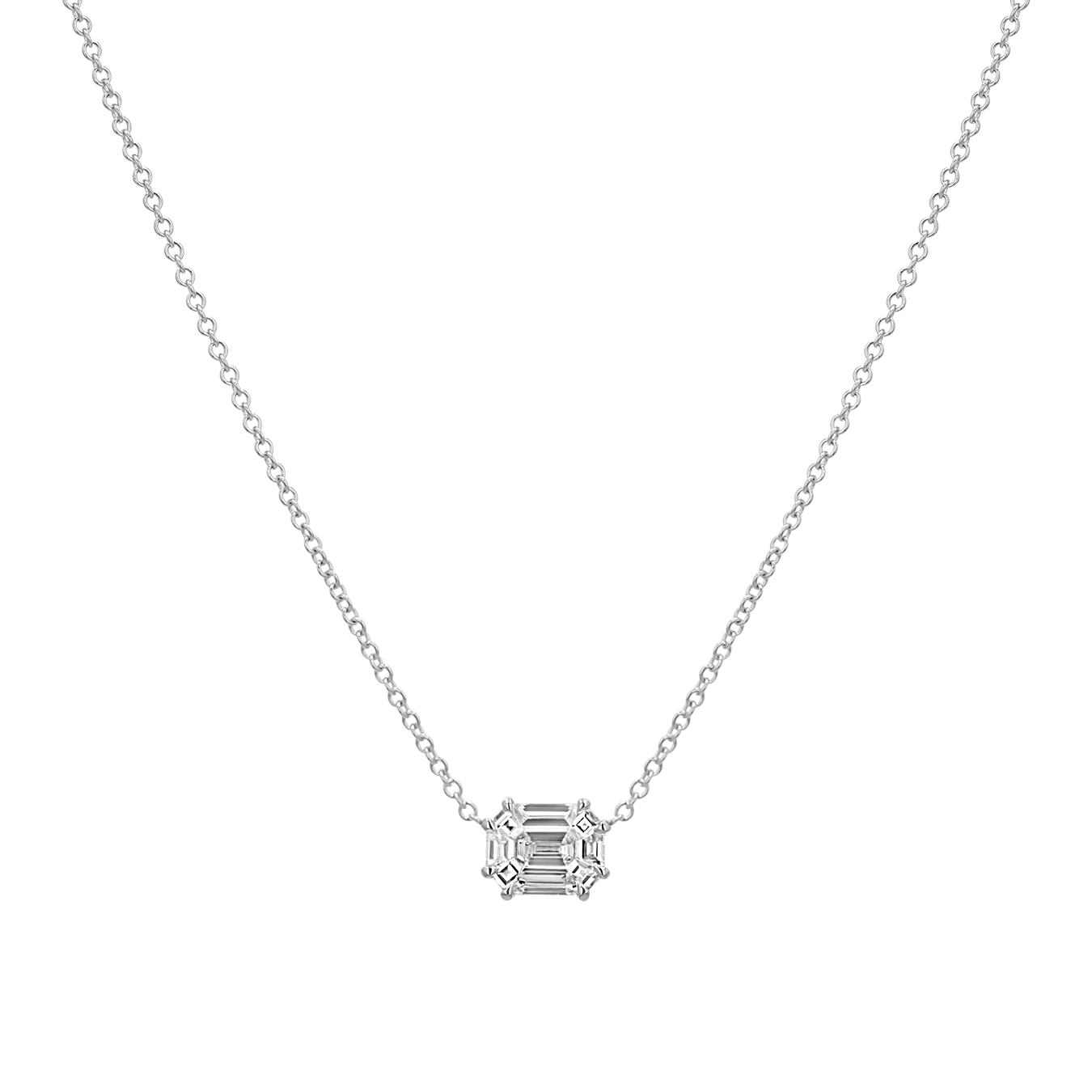 Emerald Shape Illusion Set Diamond Necklace