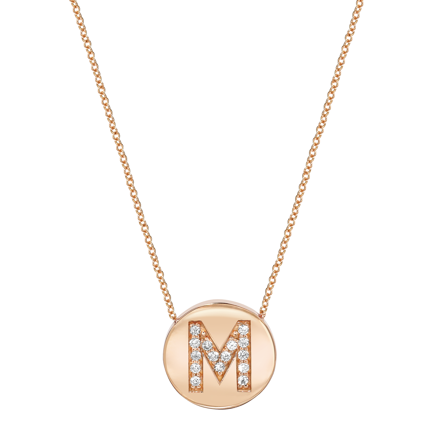 Diamond Initial Coin Necklace