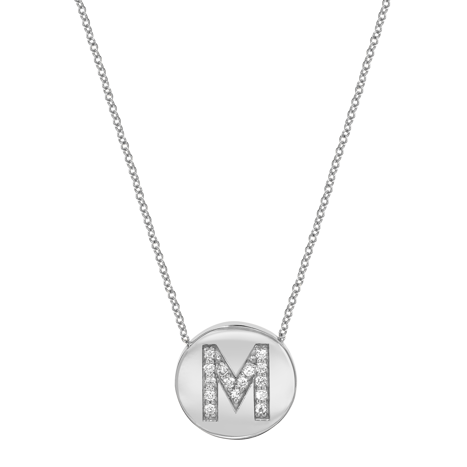 Diamond Initial Coin Necklace